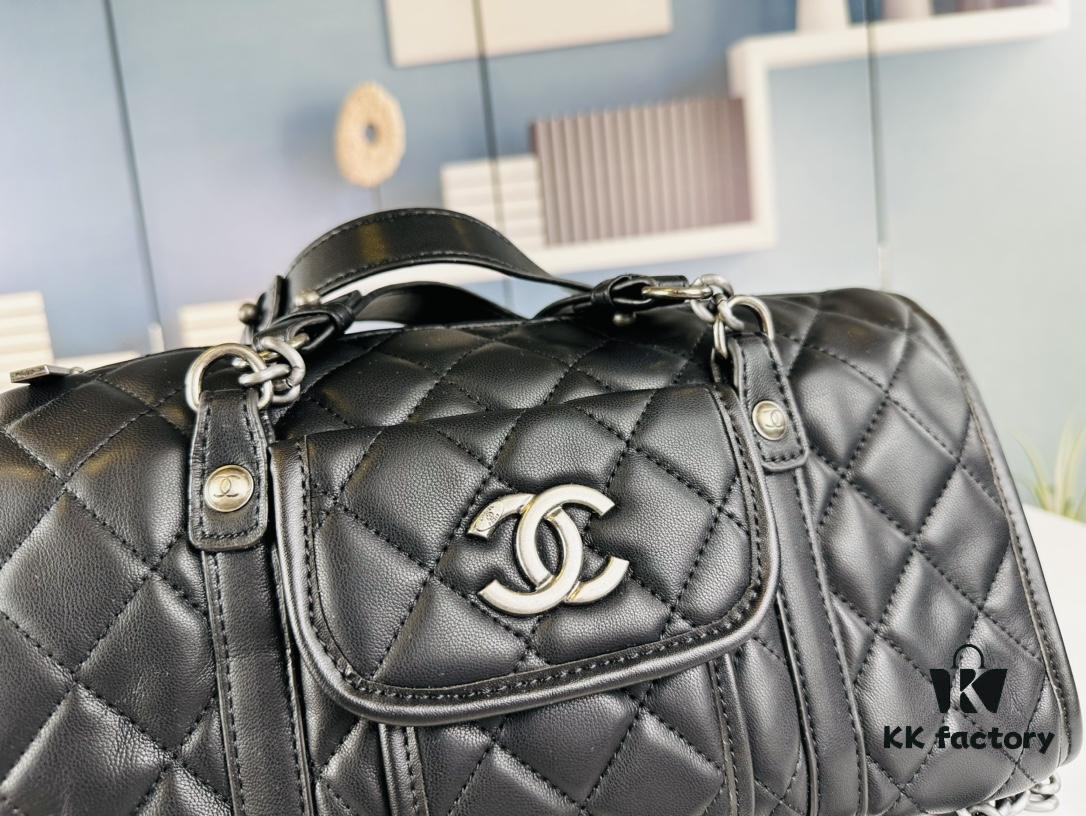 693041f5f09edb6de4c4d951 New Arrival Vintage Chanel Boston Bag in Black and Gold – Absolutely Collector-Level Cute!