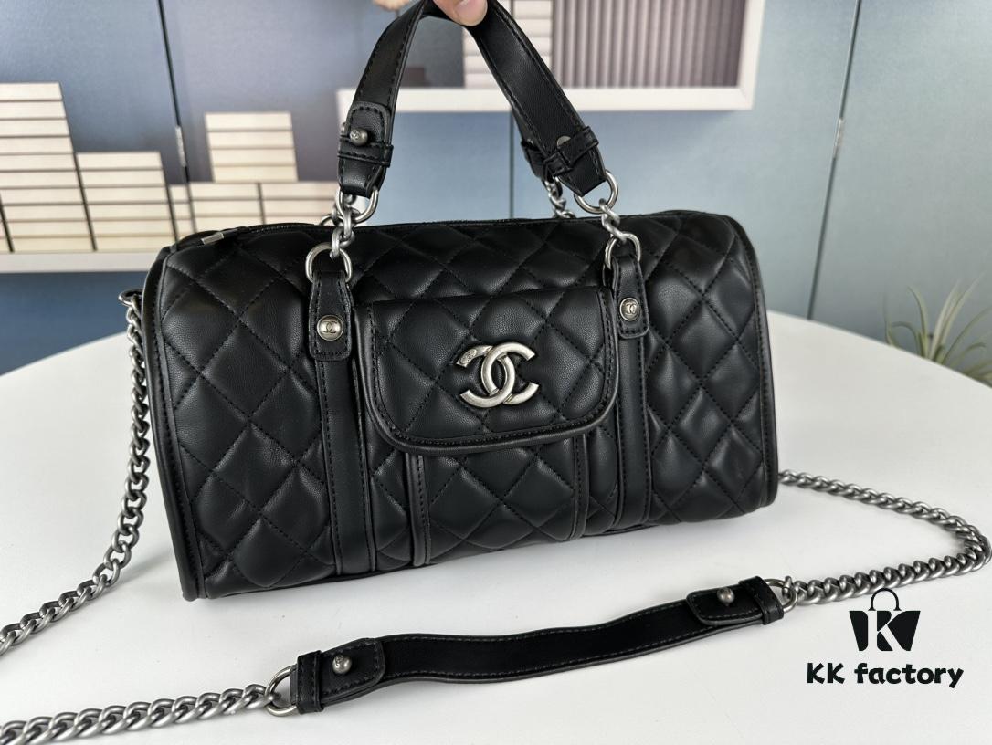 693041f5f09edb6de4c4d952 New Arrival Vintage Chanel Boston Bag in Black and Gold – Absolutely Collector-Level Cute!