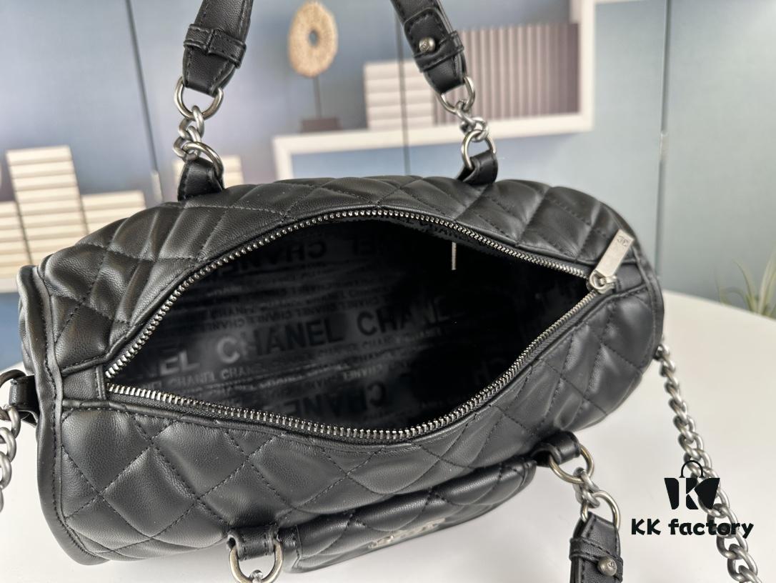 693041f7f09edb6de4c4d954 New Arrival Vintage Chanel Boston Bag in Black and Gold – Absolutely Collector-Level Cute!