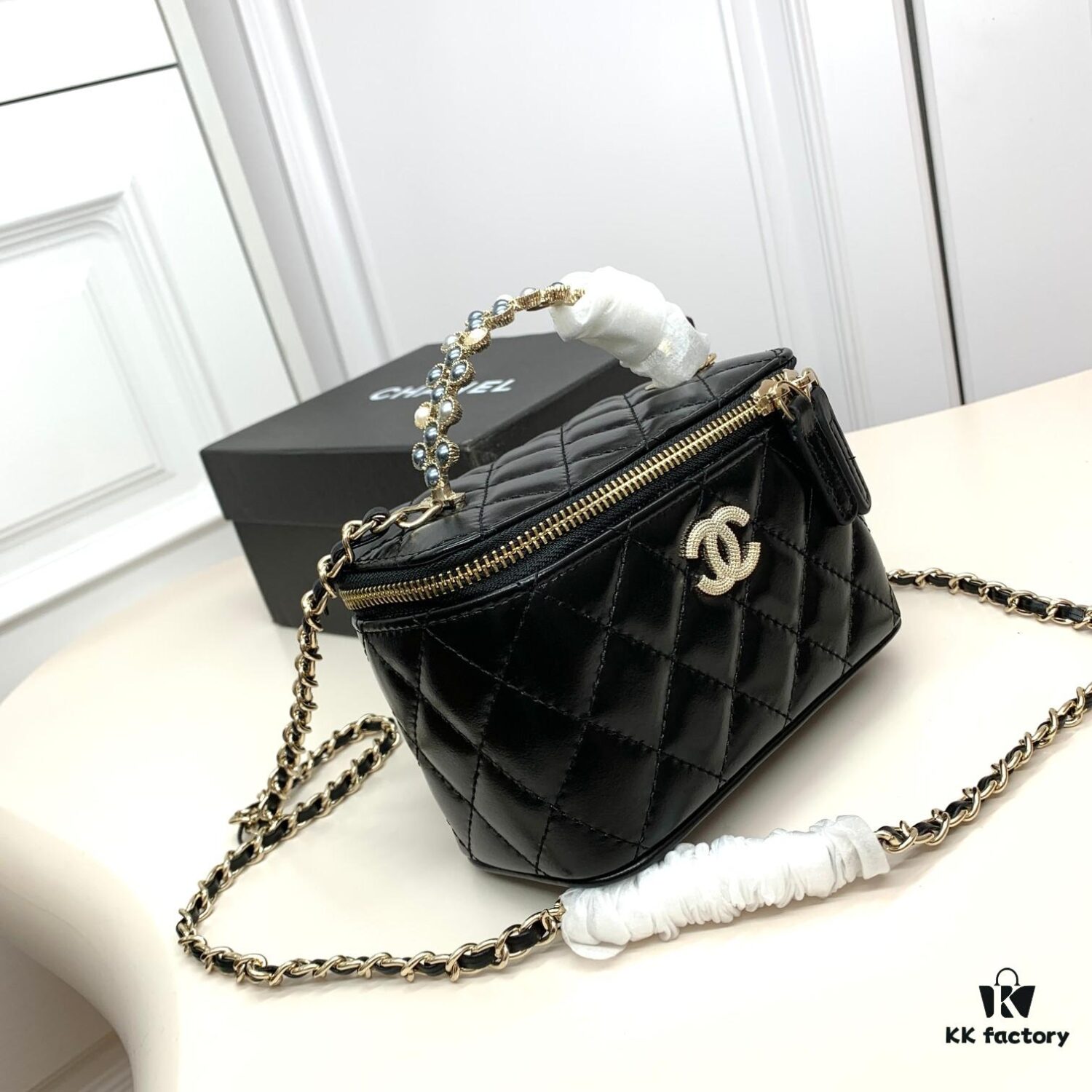 6930421af09edb6de4c4d978 Chanel 24P Arrival! Stunning Pearl-Handled Bag in Black Oil-Waxed Leather
