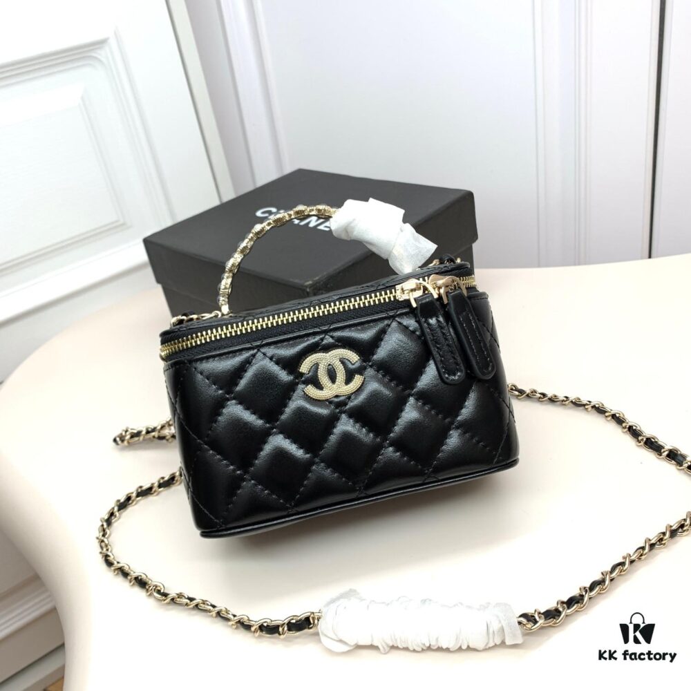 6930421af09edb6de4c4d979 Chanel 24P Arrival! Stunning Pearl-Handled Bag in Black Oil-Waxed Leather