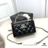 6930421af09edb6de4c4d979 Chanel 24P Arrival! Stunning Pearl-Handled Bag in Black Oil-Waxed Leather