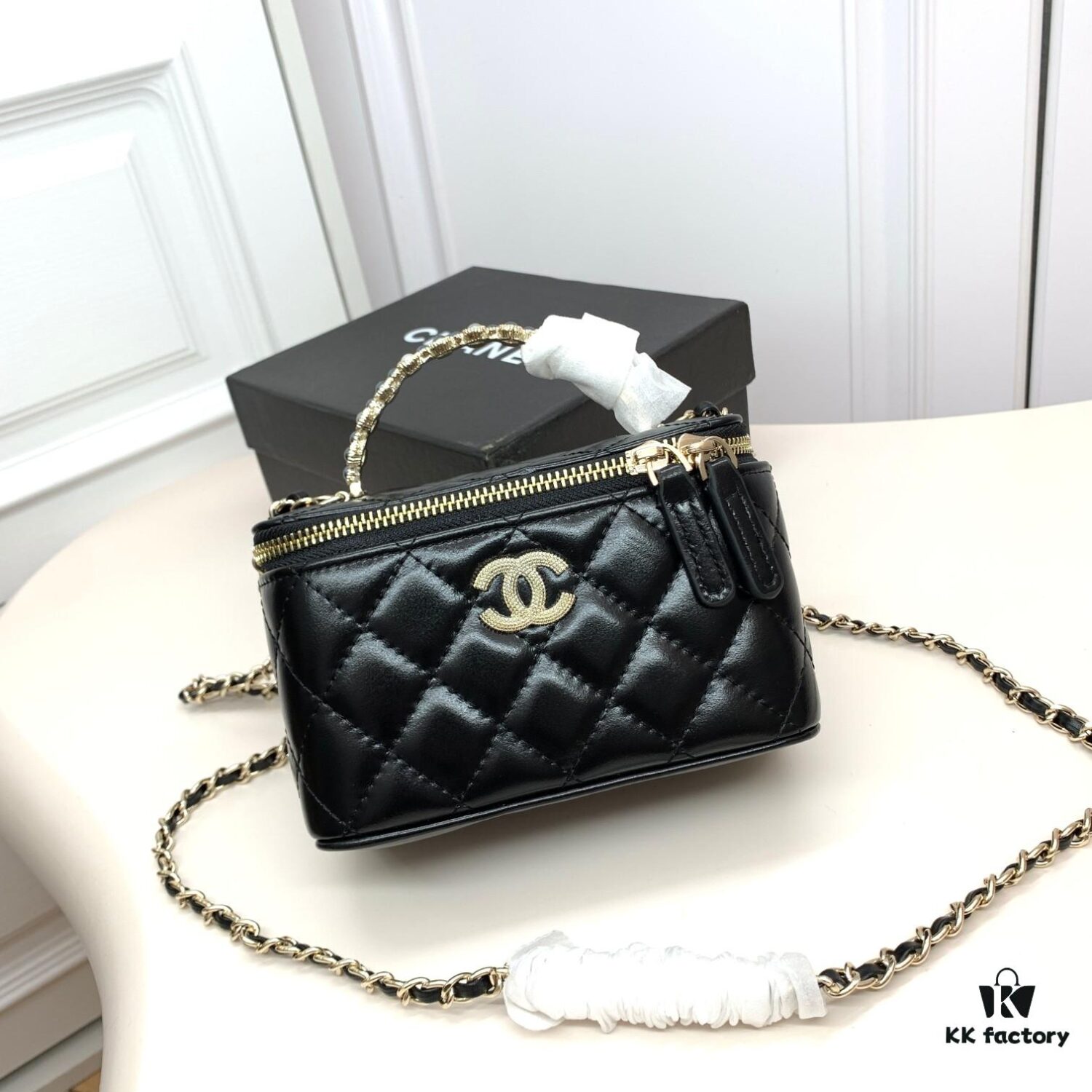 6930421af09edb6de4c4d979 Chanel 24P Arrival! Stunning Pearl-Handled Bag in Black Oil-Waxed Leather