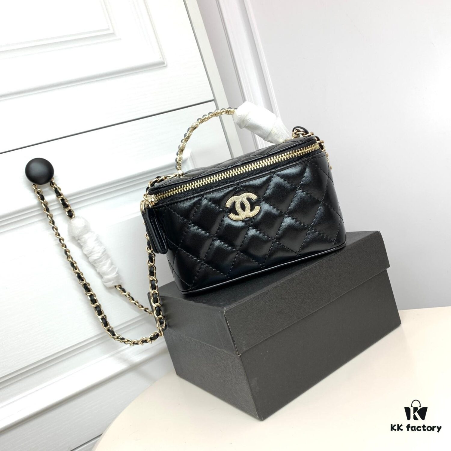 6930421ef09edb6de4c4d980 Chanel 24P Arrival! Stunning Pearl-Handled Bag in Black Oil-Waxed Leather