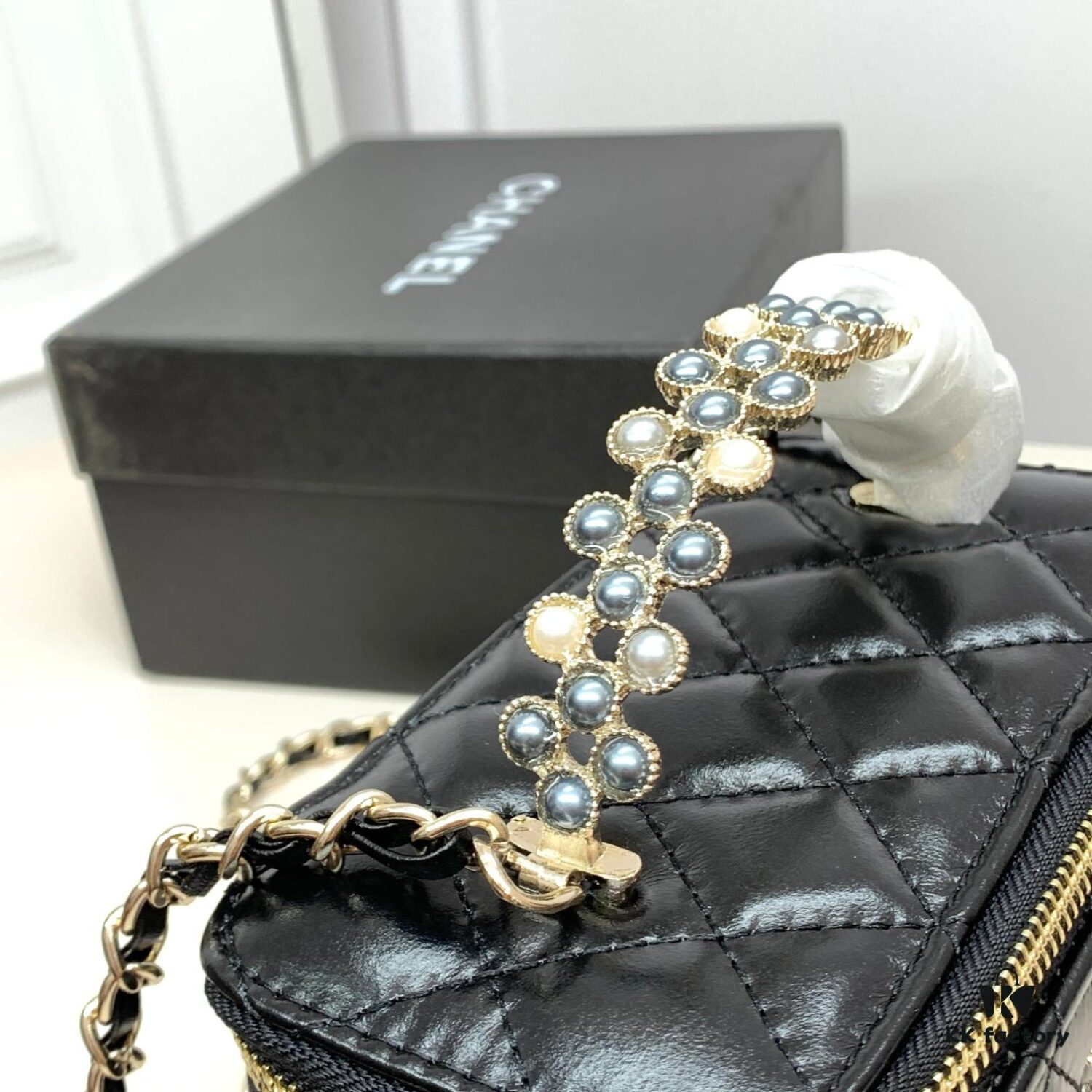 6930423ff09edb6de4c4d9b0 Chanel 24P Arrival! Stunning Pearl-Handled Bag in Black Oil-Waxed Leather