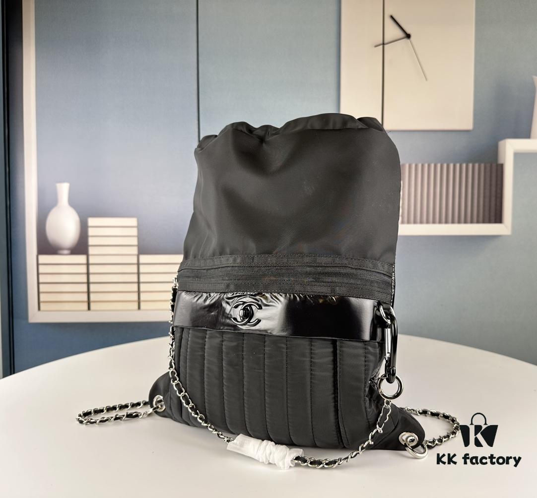 69304307f09edb6de4c4da7a New Arrival! Jennie's Style Chanel Nylon Backpack Black