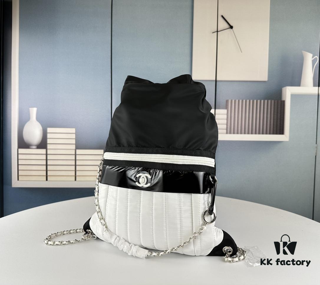 6930430cf09edb6de4c4da81 New Arrival! Jennie's Style Chanel Nylon Backpack in Black and White