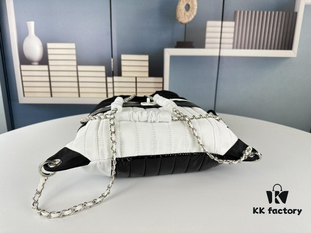 6930430ff09edb6de4c4da85 New Arrival! Jennie's Style Chanel Nylon Backpack in Black and White