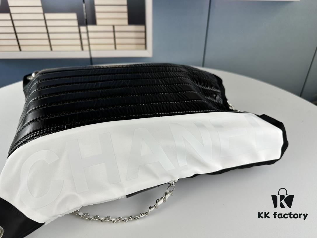 69304310f09edb6de4c4da86 New Arrival! Jennie's Style Chanel Nylon Backpack in Black and White