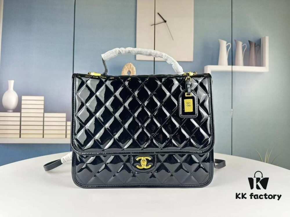 69304432f09edb6de4c4dbd0 New Arrival Chanel 22K Black Patent Leather Backpack