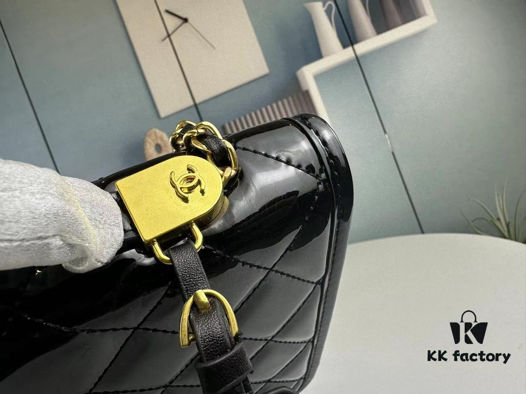 69304437f09edb6de4c4dbd7 New Arrival Chanel 22K Black Patent Leather Backpack