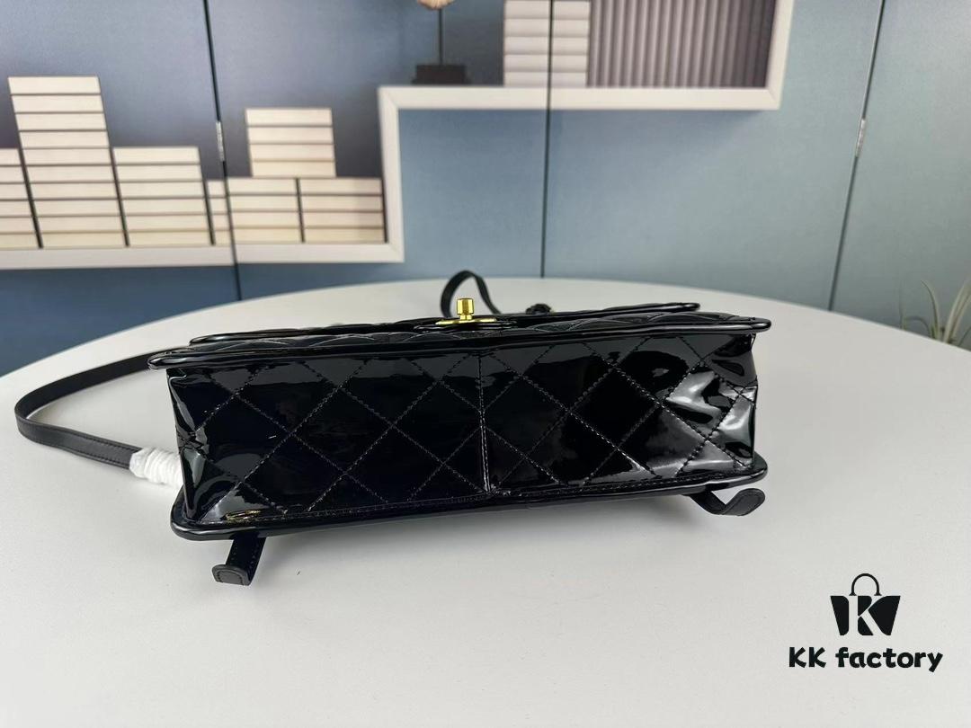 69304438f09edb6de4c4dbd8 New Arrival Chanel 22K Black Patent Leather Backpack