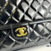 69304438f09edb6de4c4dbd9 New Arrival Chanel 22K Black Patent Leather Backpack