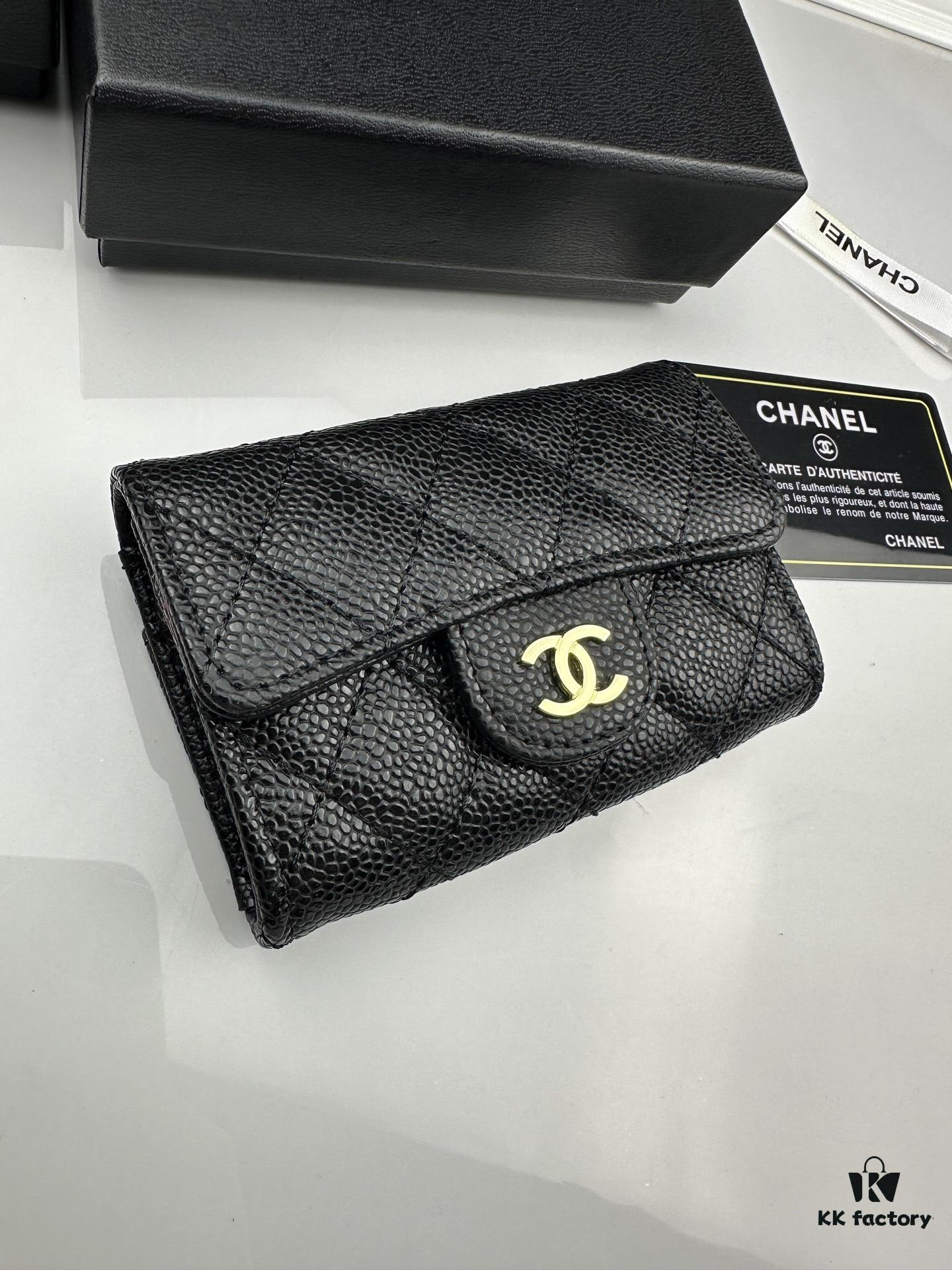 69304557f09edb6de4c4dd6f CHANEL Caviar Black/Gold 23K Classic Quilted Lambskin Wallet