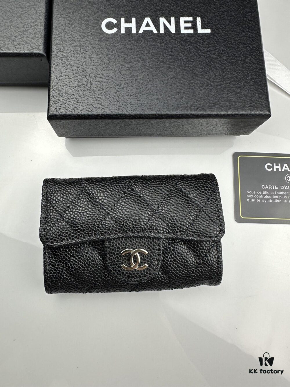 69304558f09edb6de4c4dd70 CHANEL Caviar Black/Gold 23K Classic Quilted Lambskin Wallet