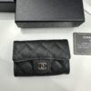 69304558f09edb6de4c4dd70 CHANEL Caviar Black/Gold 23K Classic Quilted Lambskin Wallet