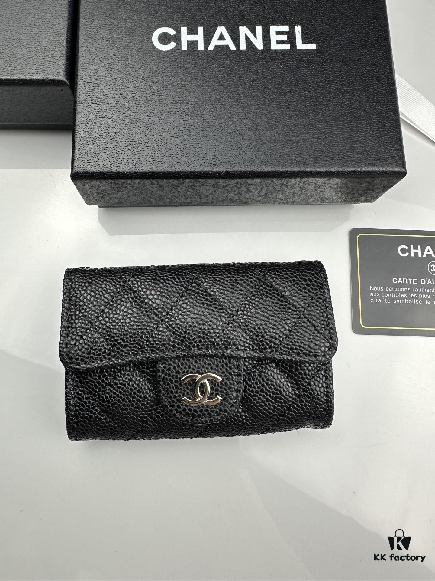 69304558f09edb6de4c4dd70 CHANEL Caviar Black/Gold 23K Classic Quilted Lambskin Wallet