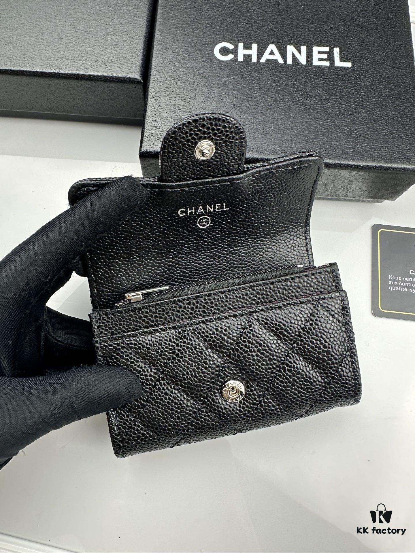 6930455af09edb6de4c4dd72 CHANEL Caviar Black/Gold 23K Classic Quilted Lambskin Wallet