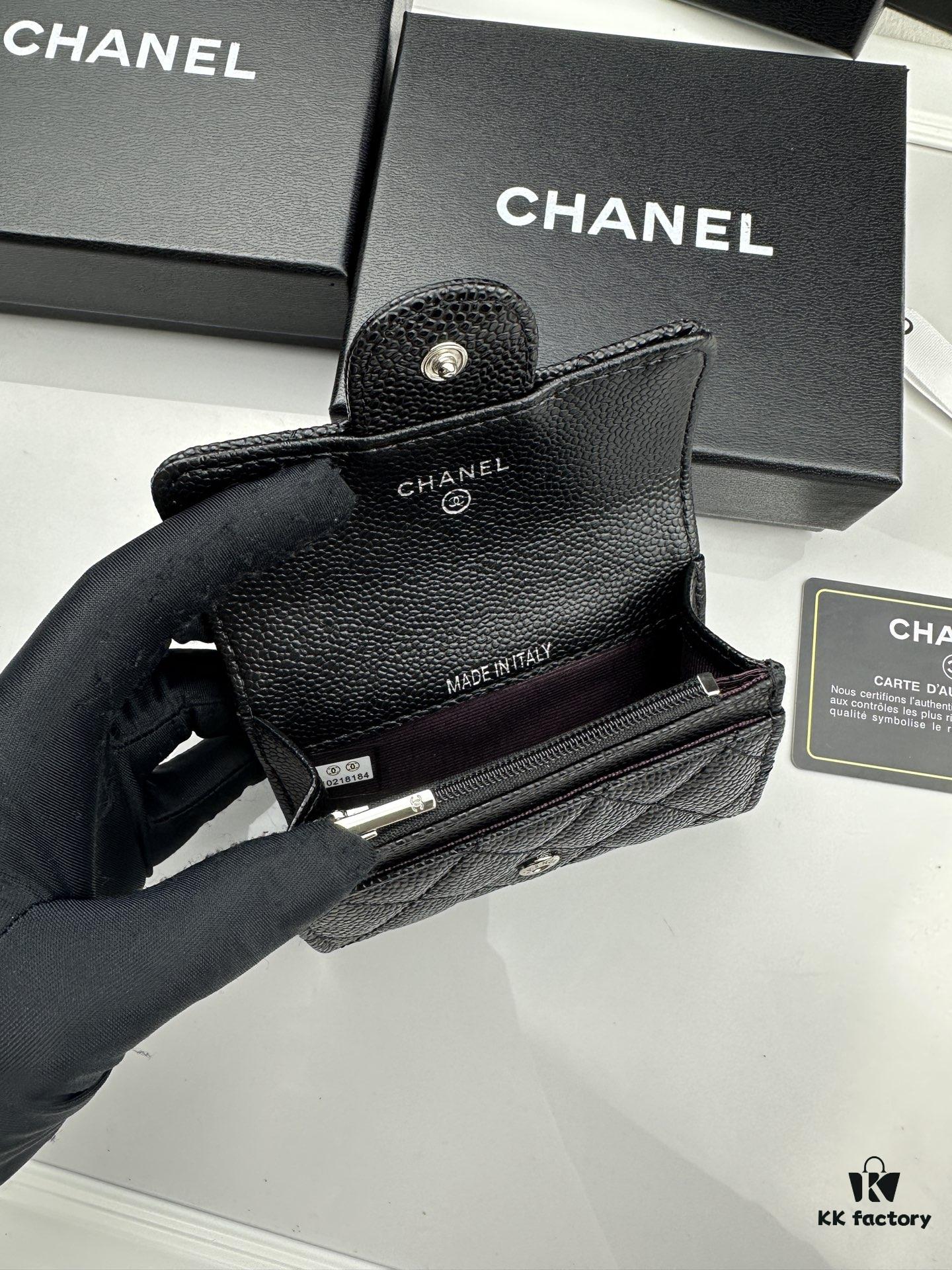 6930455cf09edb6de4c4dd74 CHANEL Caviar Black/Gold 23K Classic Quilted Lambskin Wallet