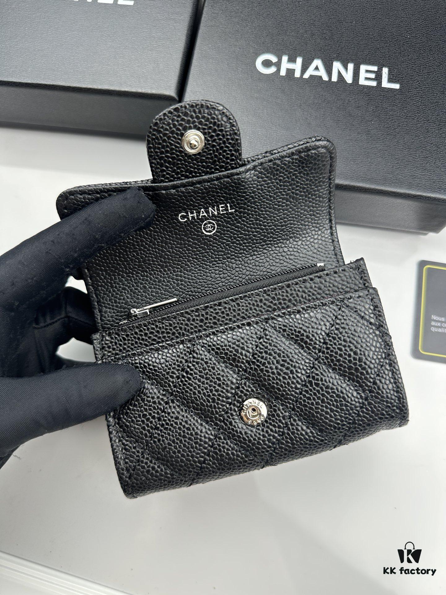 6930455cf09edb6de4c4dd75 CHANEL Caviar Black/Gold 23K Classic Quilted Lambskin Wallet