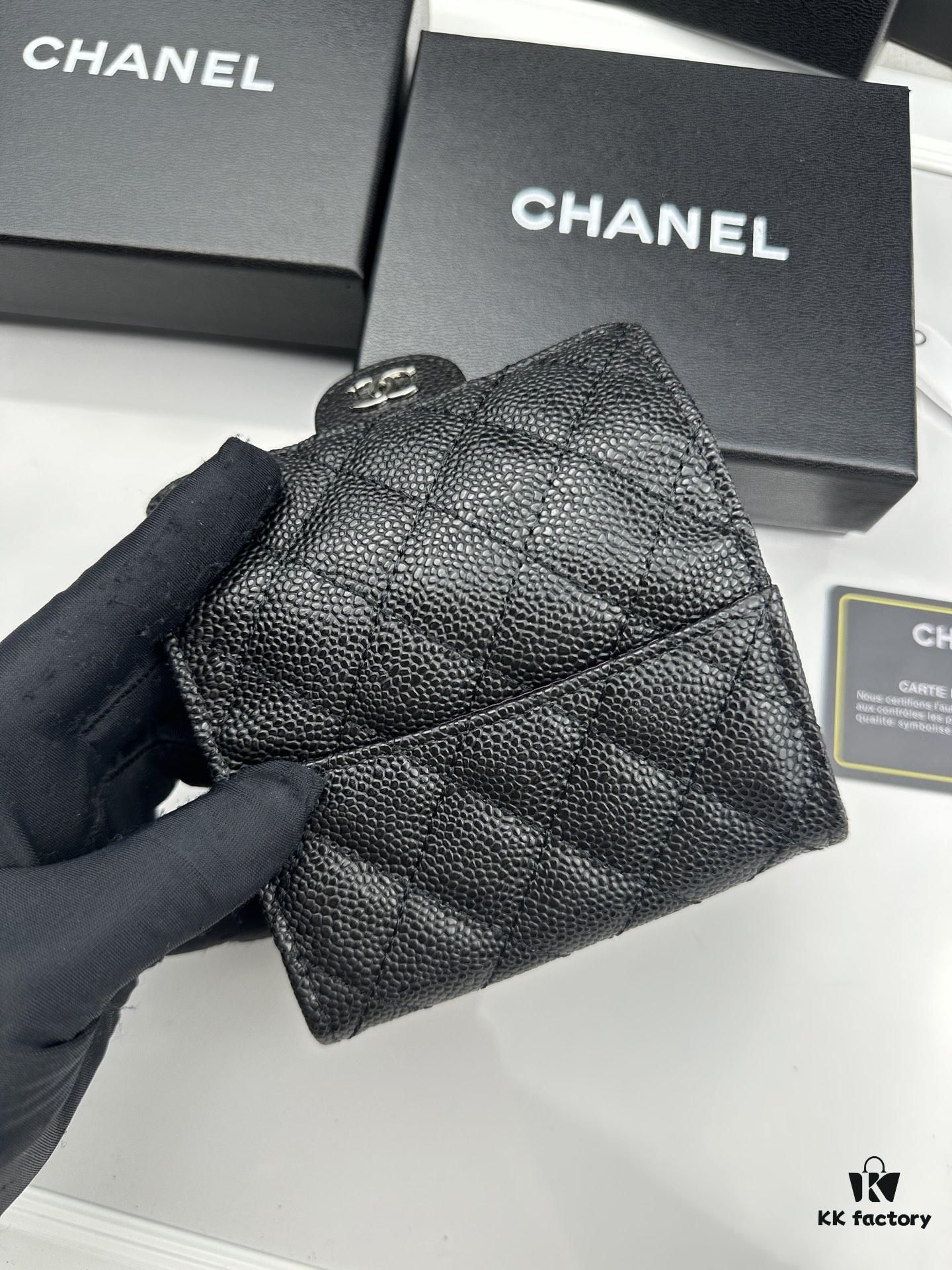 6930455cf09edb6de4c4dd76 CHANEL Caviar Black/Gold 23K Classic Quilted Lambskin Wallet