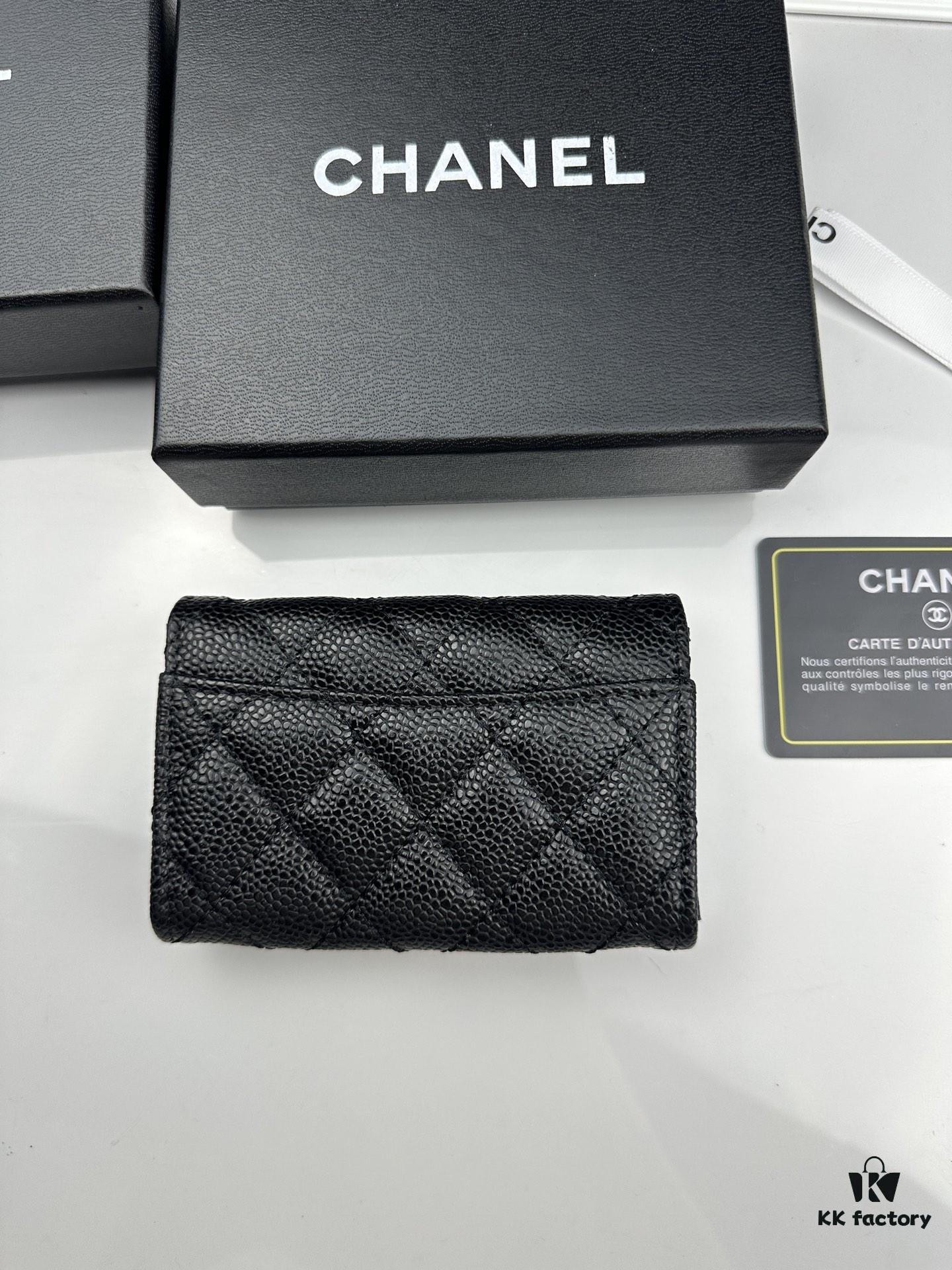 6930455ef09edb6de4c4dd77 CHANEL Caviar Black/Gold 23K Classic Quilted Lambskin Wallet