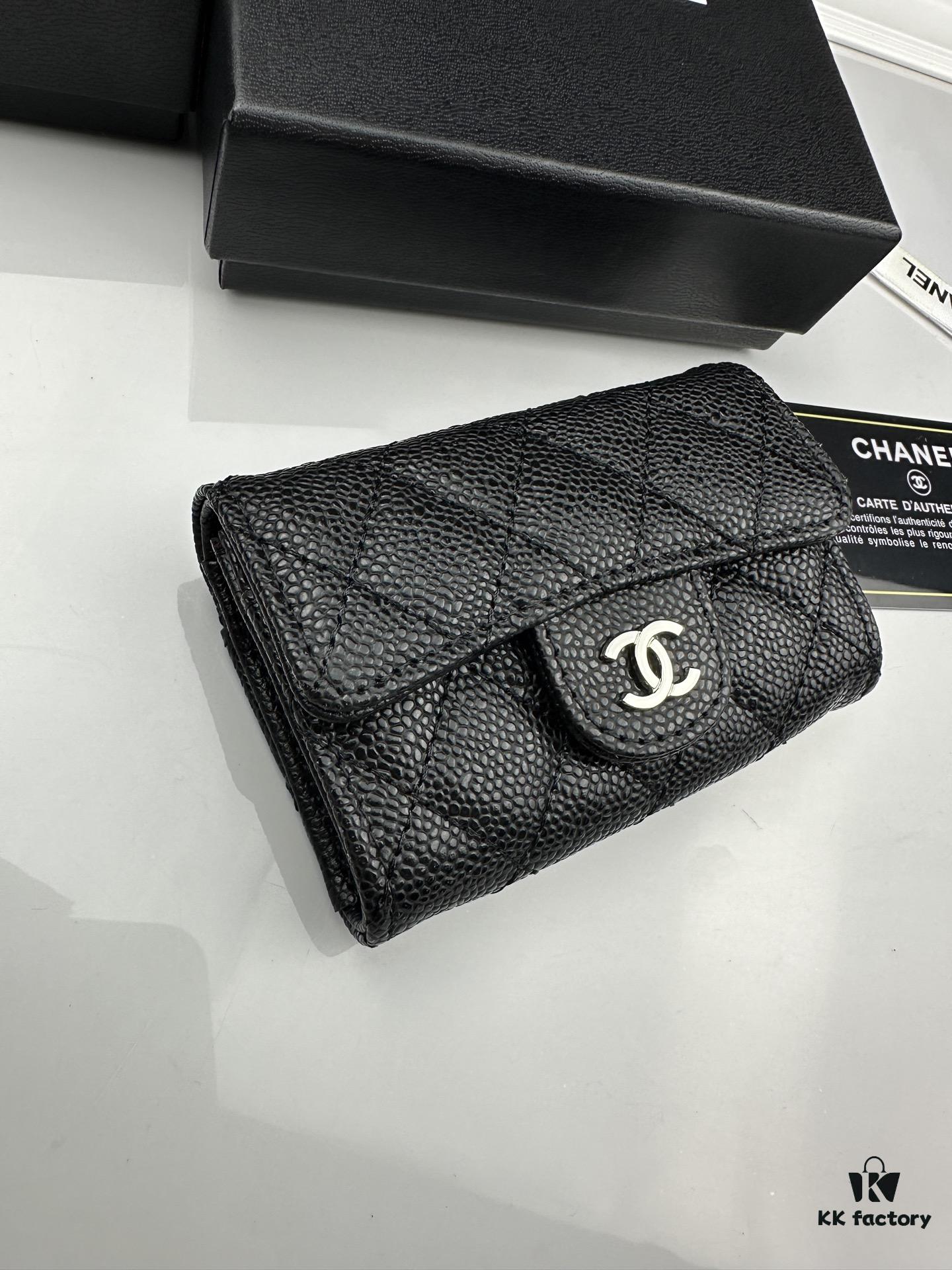 6930455ff09edb6de4c4dd79 CHANEL Caviar Black/Gold 23K Classic Quilted Lambskin Wallet