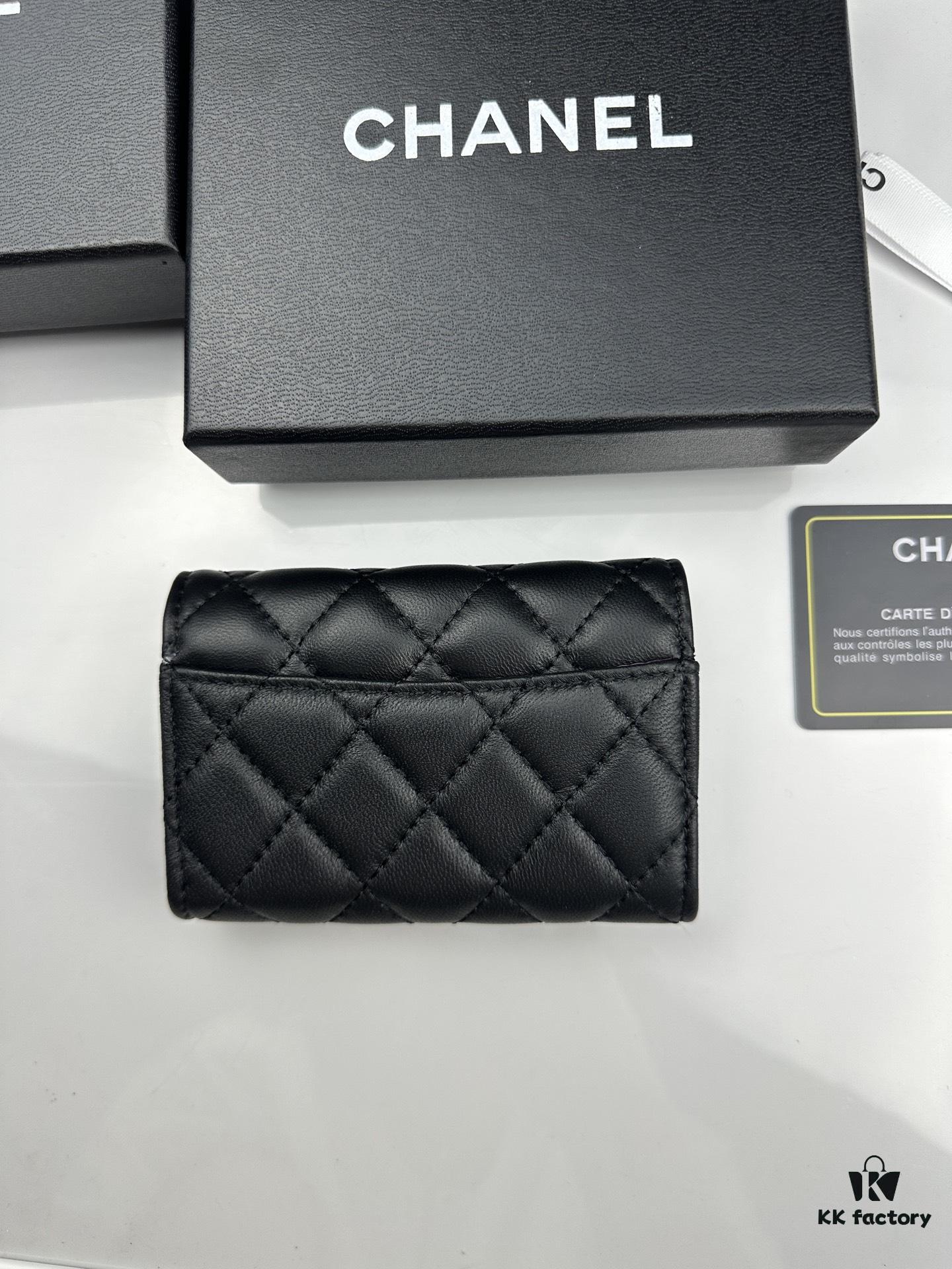 69304569f09edb6de4c4dd83 CHANEL Caviar Black / Gold 23K Classic Quilted Lambskin Wallet - New Arrival CF Mini Card Holder
