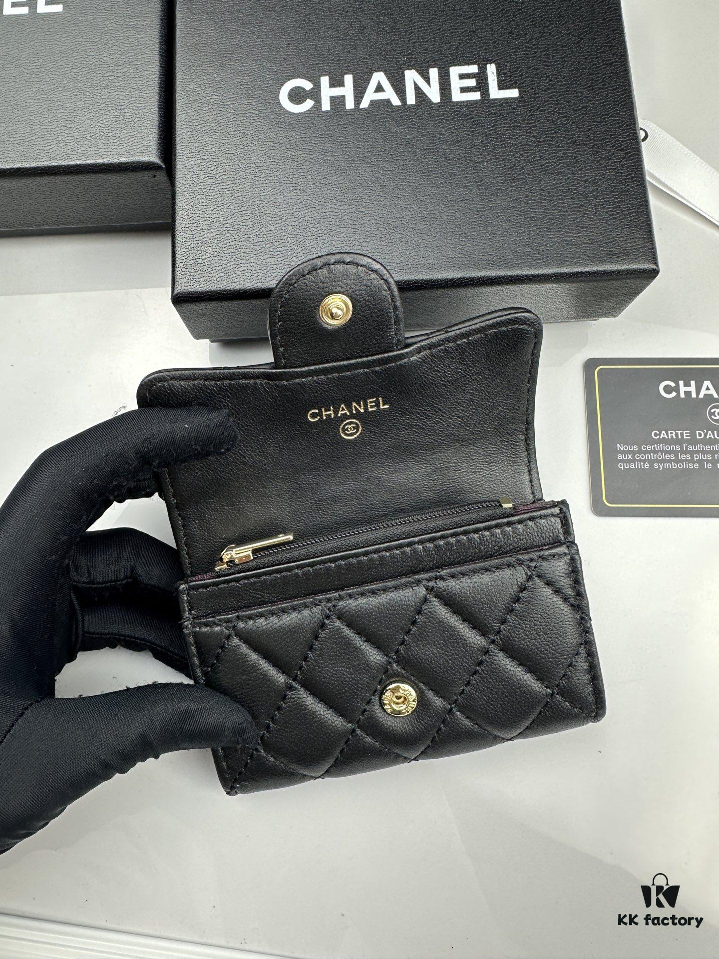 6930456af09edb6de4c4dd87 CHANEL Caviar Black / Gold 23K Classic Quilted Lambskin Wallet - New Arrival CF Mini Card Holder