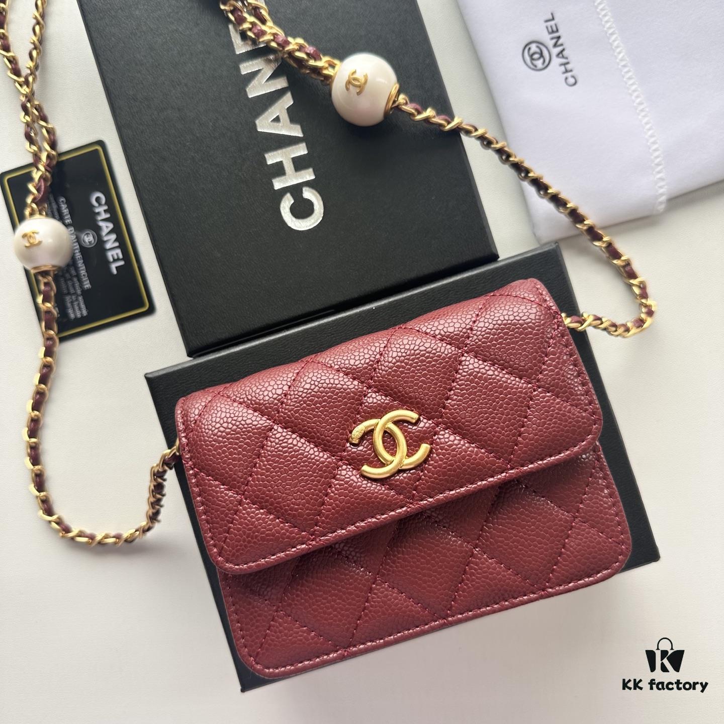 6930463bf09edb6de4c4de7a Chanel Luxury Counter Model ❤❤ Caviar Leather with Pearl and Chain Hardware, Full Leather Interior and Exterior, High-Quality Craftsmanship, Gold-Tone Clasp, Can Be Worn as Shoulder Bag, Crossbody or Waist Bag