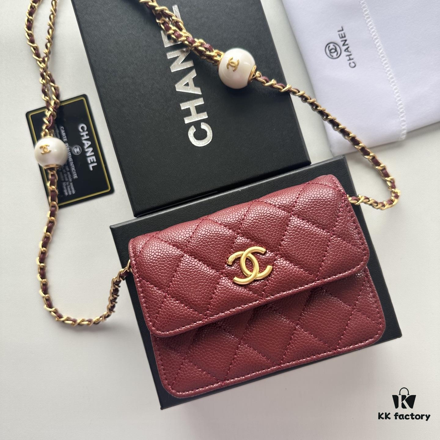 6930463ff09edb6de4c4de7d Chanel Luxury Counter Model ❤❤ Caviar Leather with Pearl and Chain Hardware, Full Leather Interior and Exterior, High-Quality Craftsmanship, Gold-Tone Clasp, Can Be Worn as Shoulder Bag, Crossbody or Waist Bag