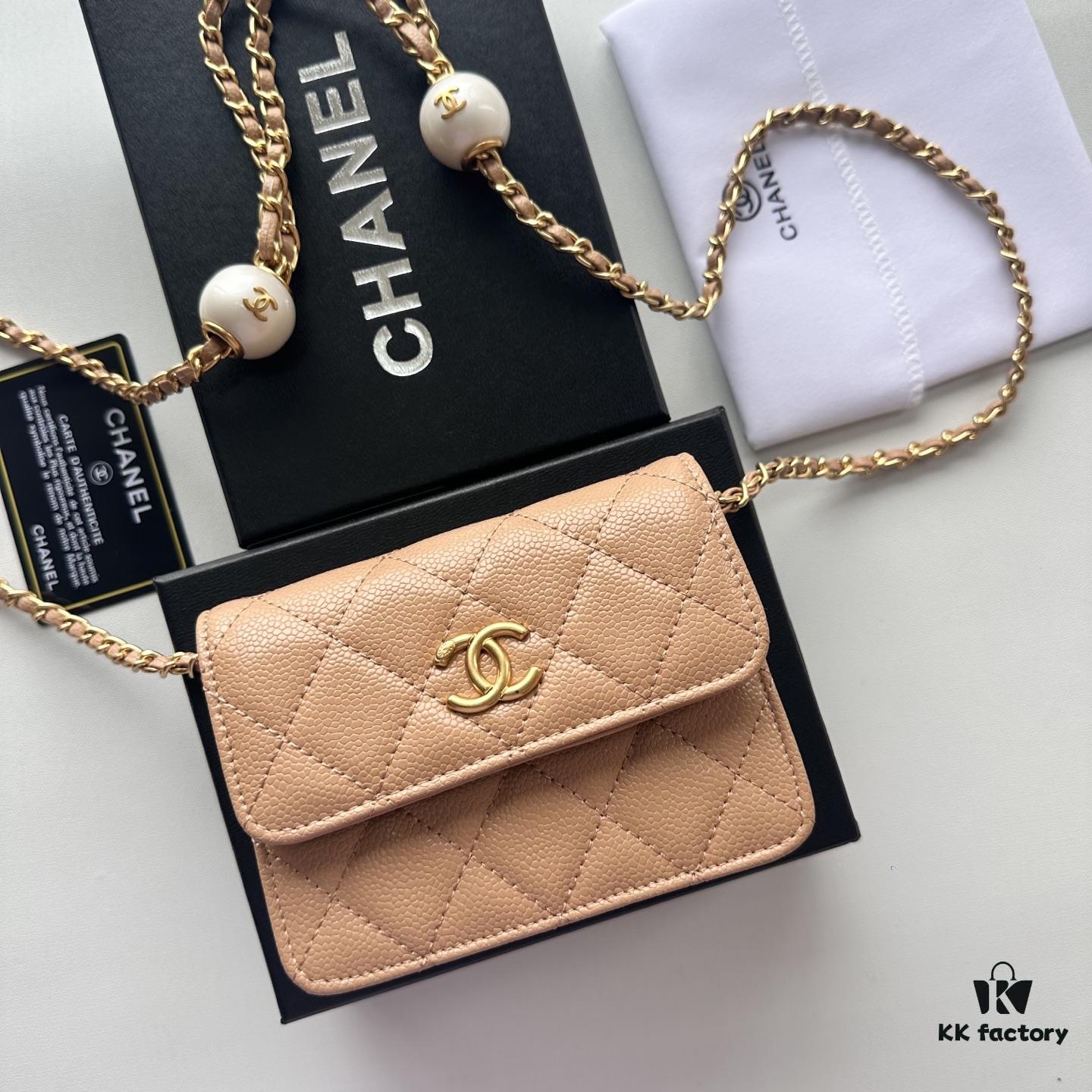 69304648f09edb6de4c4de8b Chanel Luxury Counter Model ❤❤ Caviar Leather with Pearl and Chain Hardware, Full Leather Interior and Exterior, High-Quality Craftsmanship, Gold-Tone Clasp, Can Be Worn as Shoulder Bag, Crossbody or Waist Bag
