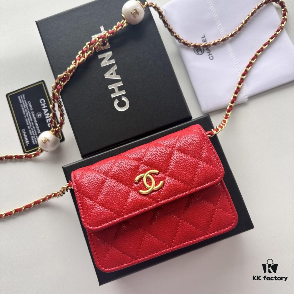 69304668f09edb6de4c4deb3 Chanel Chanel Counter Style ❤❤ Caviar Leather with Pearl and Chain Hardware, Full Leather Inside and Out, High-Quality Craftsmanship, Gold Buckle, Shoulder or Crossbody Wear, Can Be Used as Waist Bag