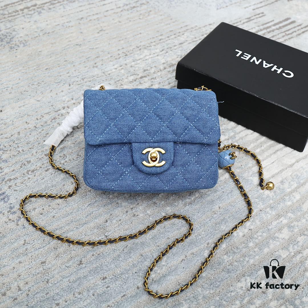 6930469af09edb6de4c4defe CHANEL 22C Denim Metal Ball CF Square Fat Chanel Denim Collection
