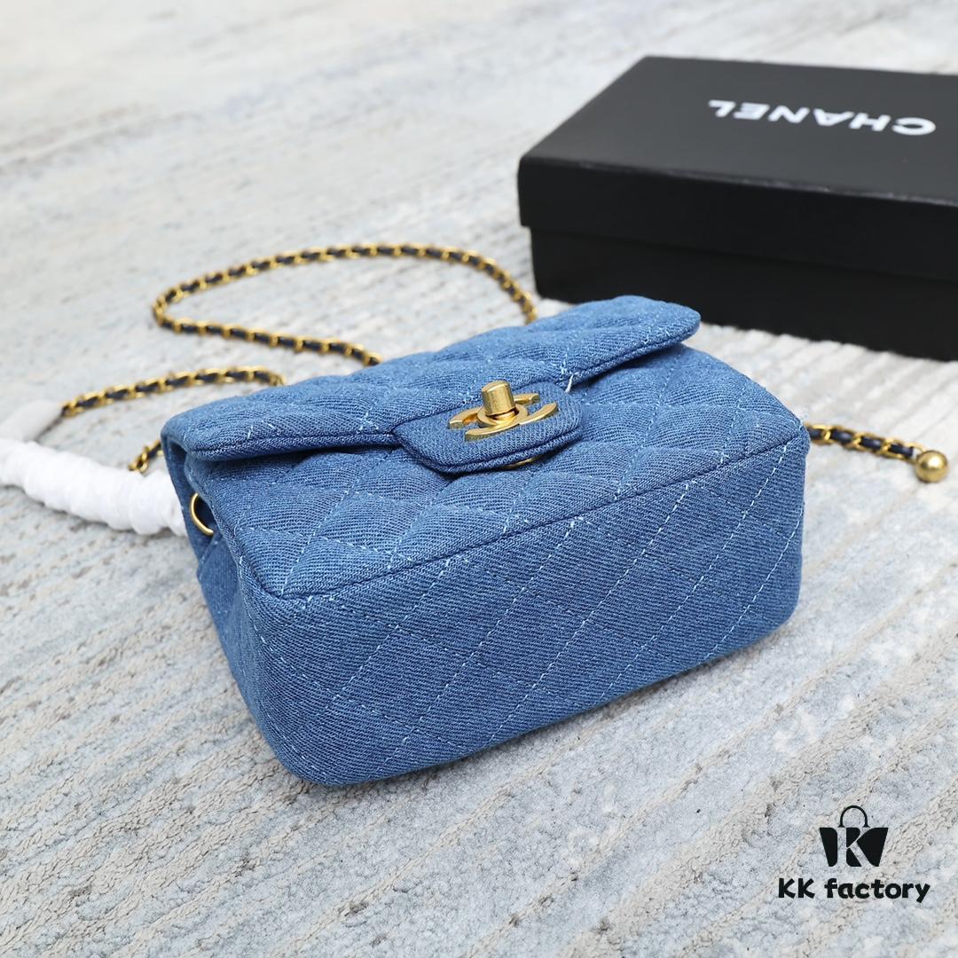 6930469cf09edb6de4c4df00 CHANEL 22C Denim Metal Ball CF Square Fat Chanel Denim Collection