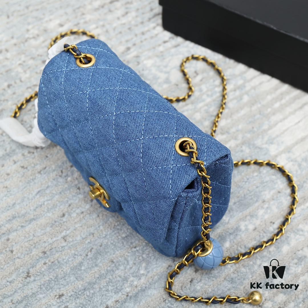 6930469df09edb6de4c4df02 CHANEL 22C Denim Metal Ball CF Square Fat Chanel Denim Collection