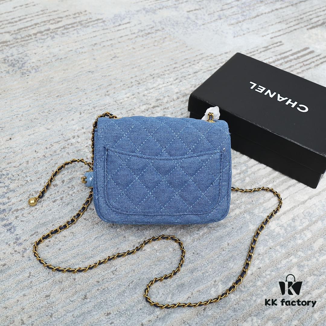 6930469ef09edb6de4c4df03 CHANEL 22C Denim Metal Ball CF Square Fat Chanel Denim Collection