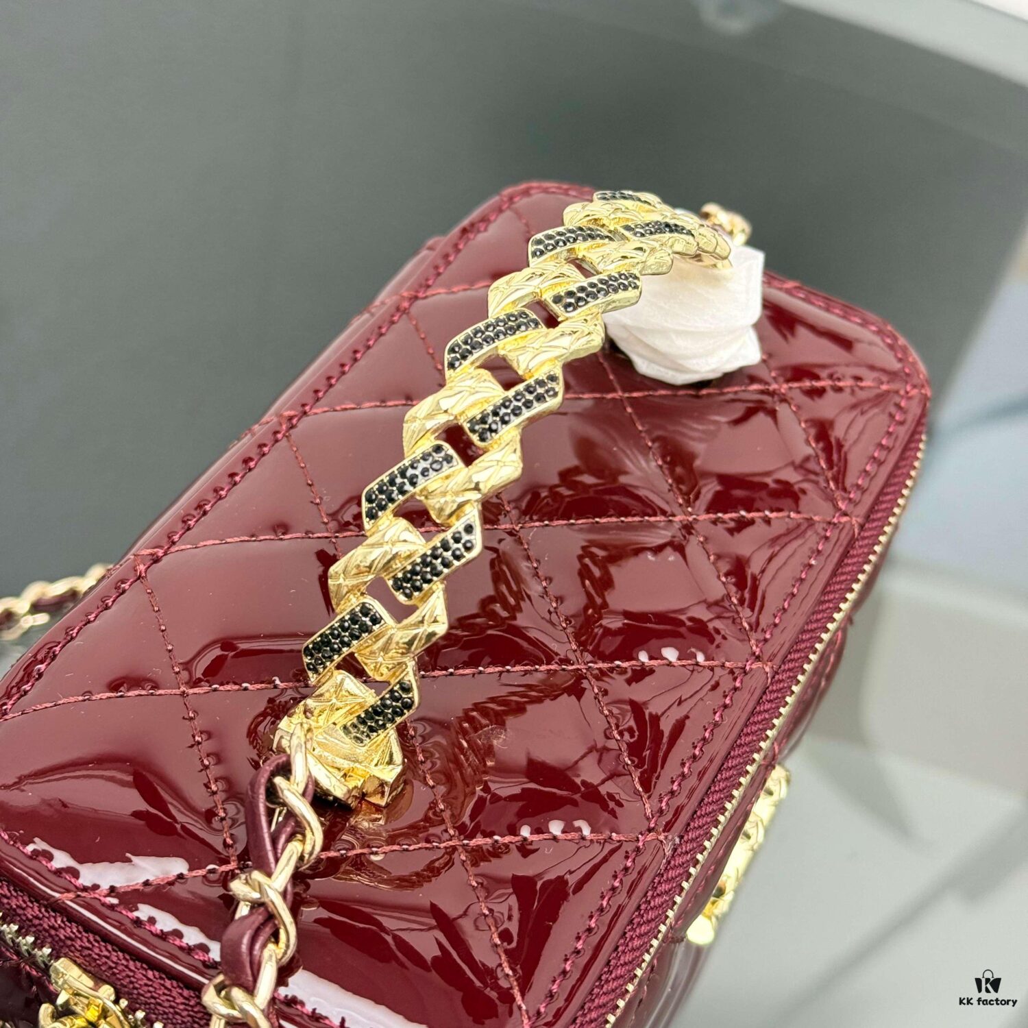 Bestselling Upgraded Chanel-style Box Clutch with Rhinestone Handle
