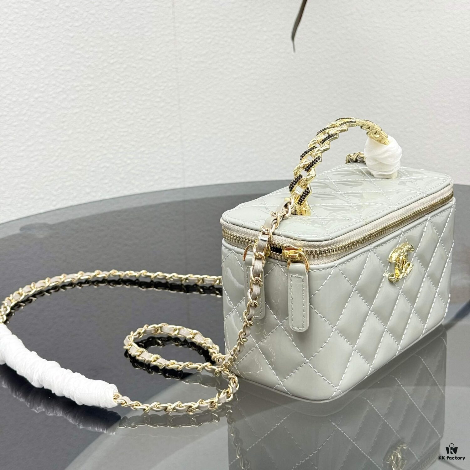 69304702f09edb6de4c4df63 Bestselling Upgraded Chanel-Style Box Makeup Bag with Rhinestone Handle