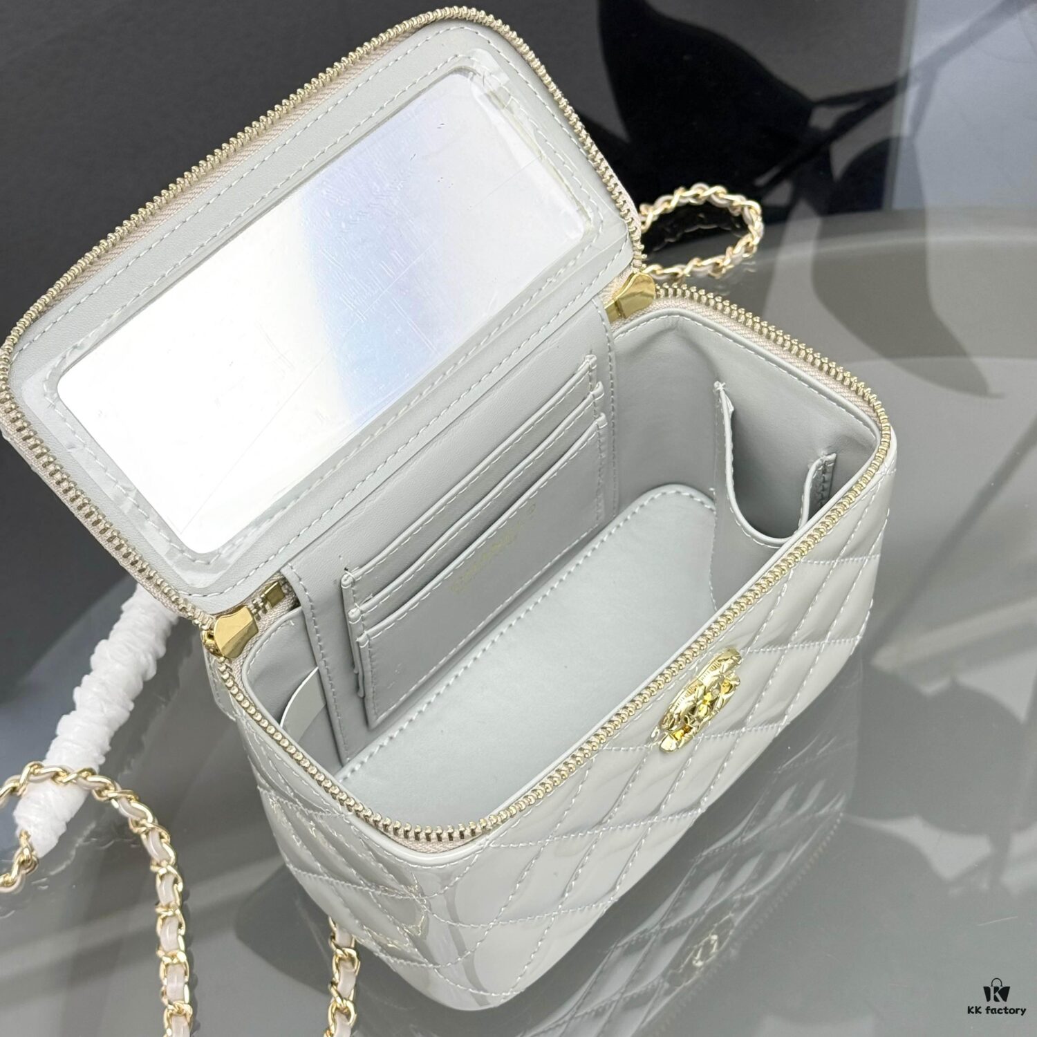 6930470af09edb6de4c4df69 Bestselling Upgraded Chanel-Style Box Makeup Bag with Rhinestone Handle