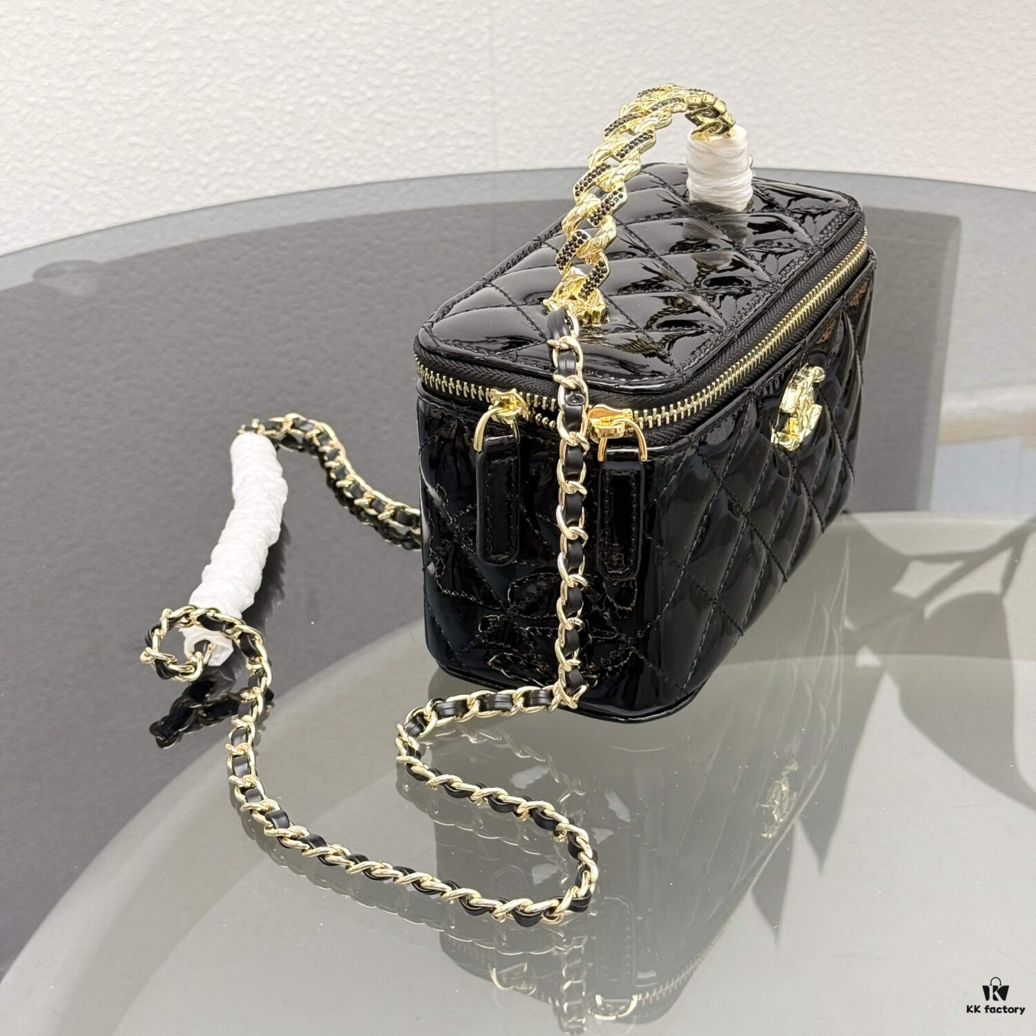 6930471cf09edb6de4c4df73 Bestselling Upgraded Chanel-Style Box Makeup Bag with Rhinestone Handle