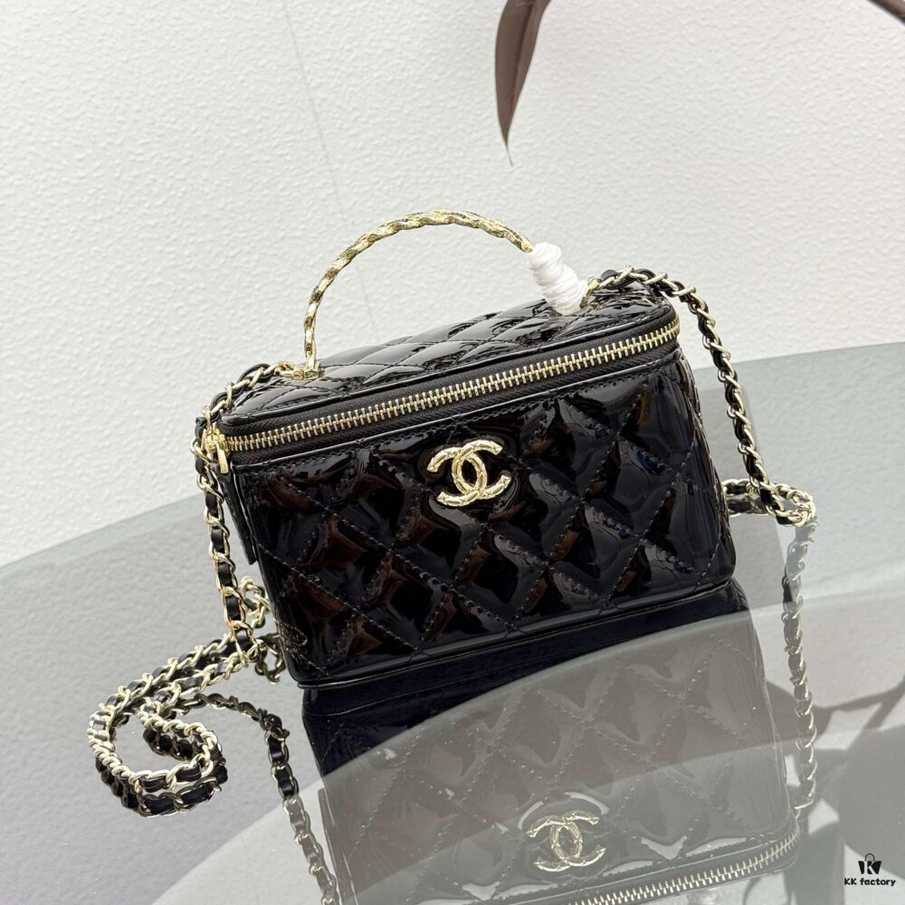 69304725f09edb6de4c4df78 Bestselling Upgraded Chanel-Style Box Makeup Bag with Rhinestone Handle
