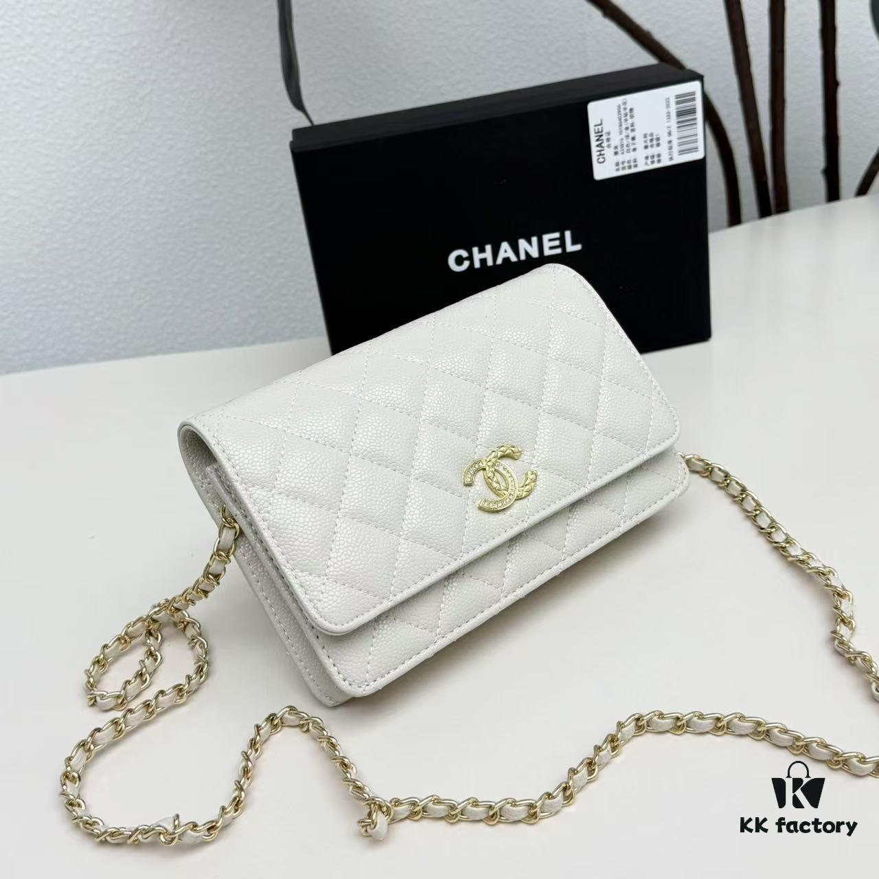 69304737f09edb6de4c4df8a Chanel Classic WOC Bag in CF Series Caviar Leather and Smooth Lambskin - New Color, Perfect for Summer and All Seasons, 19cm