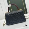 69304780f09edb6de4c4dfd5 Calfskin Leather Shoulder & Top Handle Bag with Lizard Texture and Chanel-Style Hardware
