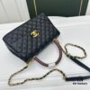 69304782f09edb6de4c4dfd6 Calfskin Leather Shoulder & Top Handle Bag with Lizard Texture and Chanel-Style Hardware