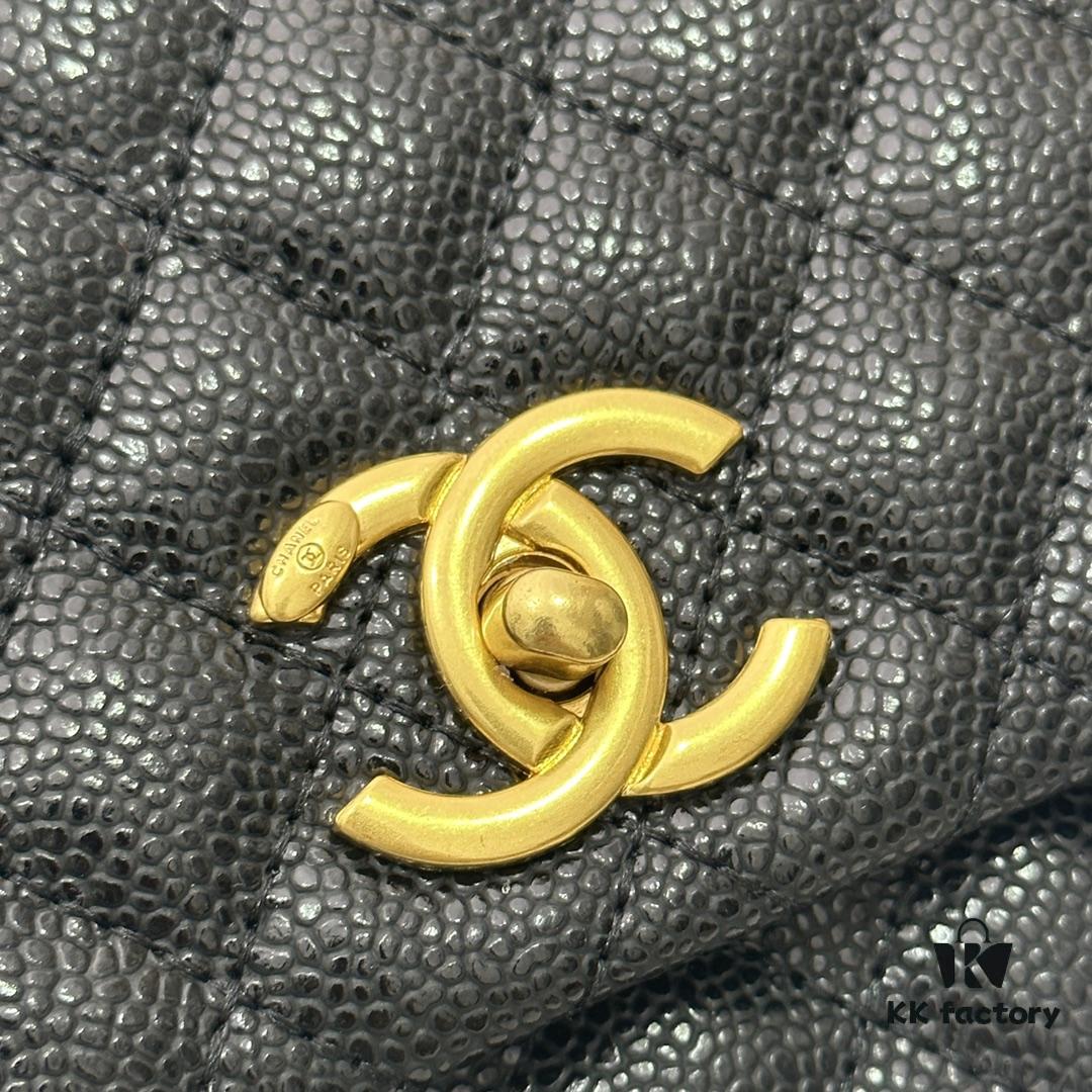 69304786f09edb6de4c4dfd7 Calfskin Leather Shoulder & Top Handle Bag with Lizard Texture and Chanel-Style Hardware