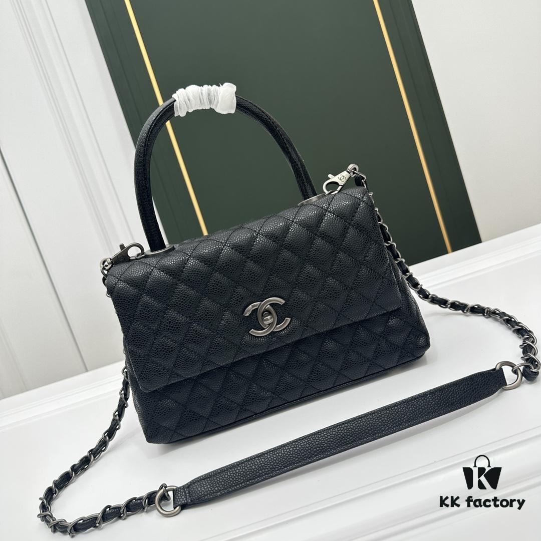 693047a3f09edb6de4c4dfe4 Calfskin Leather Handbag with Lizard Texture, Exclusive Chanel-Style Hardware, Dual Carry Tote & Shoulder Bag