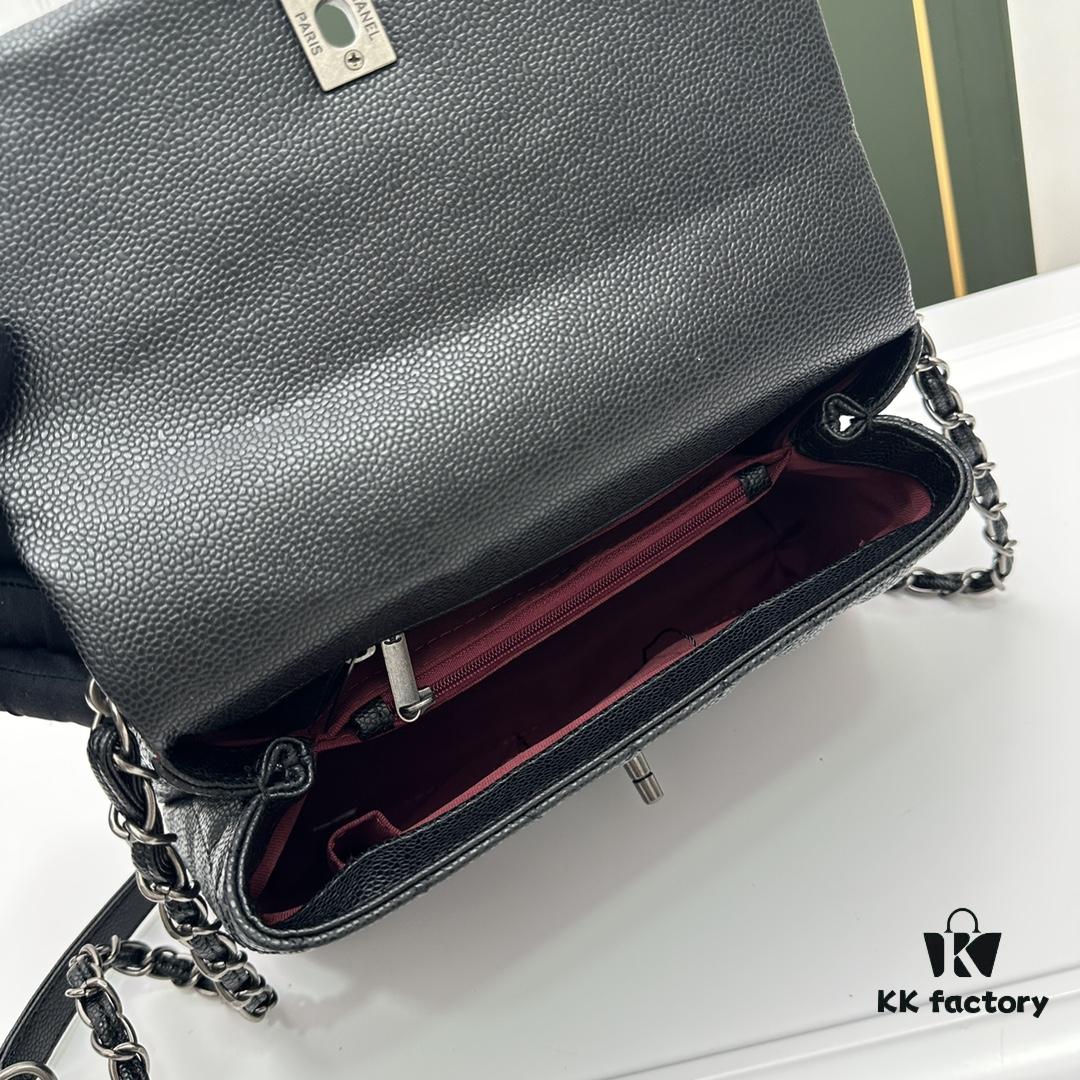 693047c6f09edb6de4c4dff2 Calfskin Leather Shoulder & Top Handle Bag with Lizard Texture and Chanel-Style Hardware