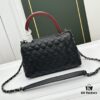 693047c6f09edb6de4c4dff3 Calfskin Leather Shoulder & Top Handle Bag with Lizard Texture and Chanel-Style Hardware