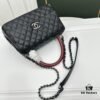 693047c8f09edb6de4c4dff4 Calfskin Leather Shoulder & Top Handle Bag with Lizard Texture and Chanel-Style Hardware